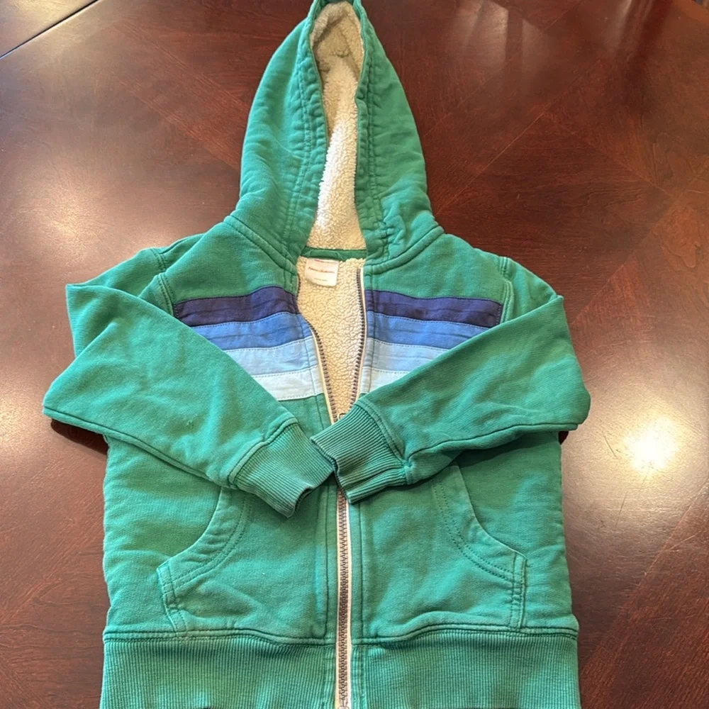 Hanna Andersson Girls Full Zip Sweatshirt with hoodie Sherpa lining Size 4